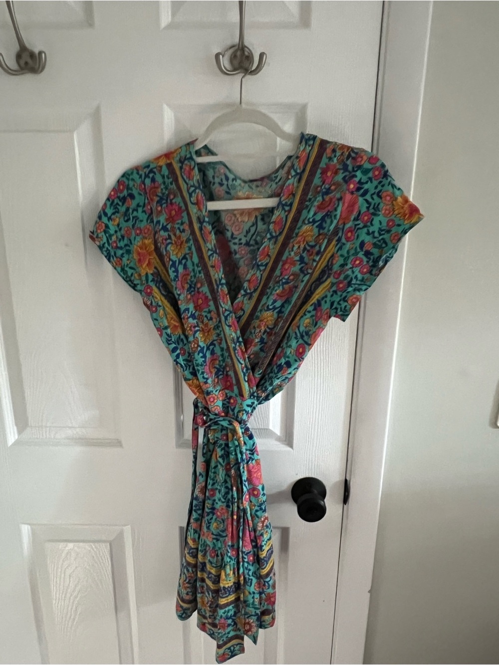 Turquoise Floral Wrap Dress